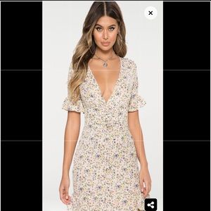 White Floral Corset Swing Dress